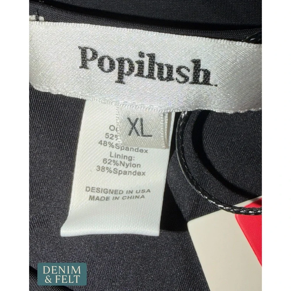 NEW Popilush Womens High Waisted Tummy Control Ruched Bikini Bottoms Black XL
